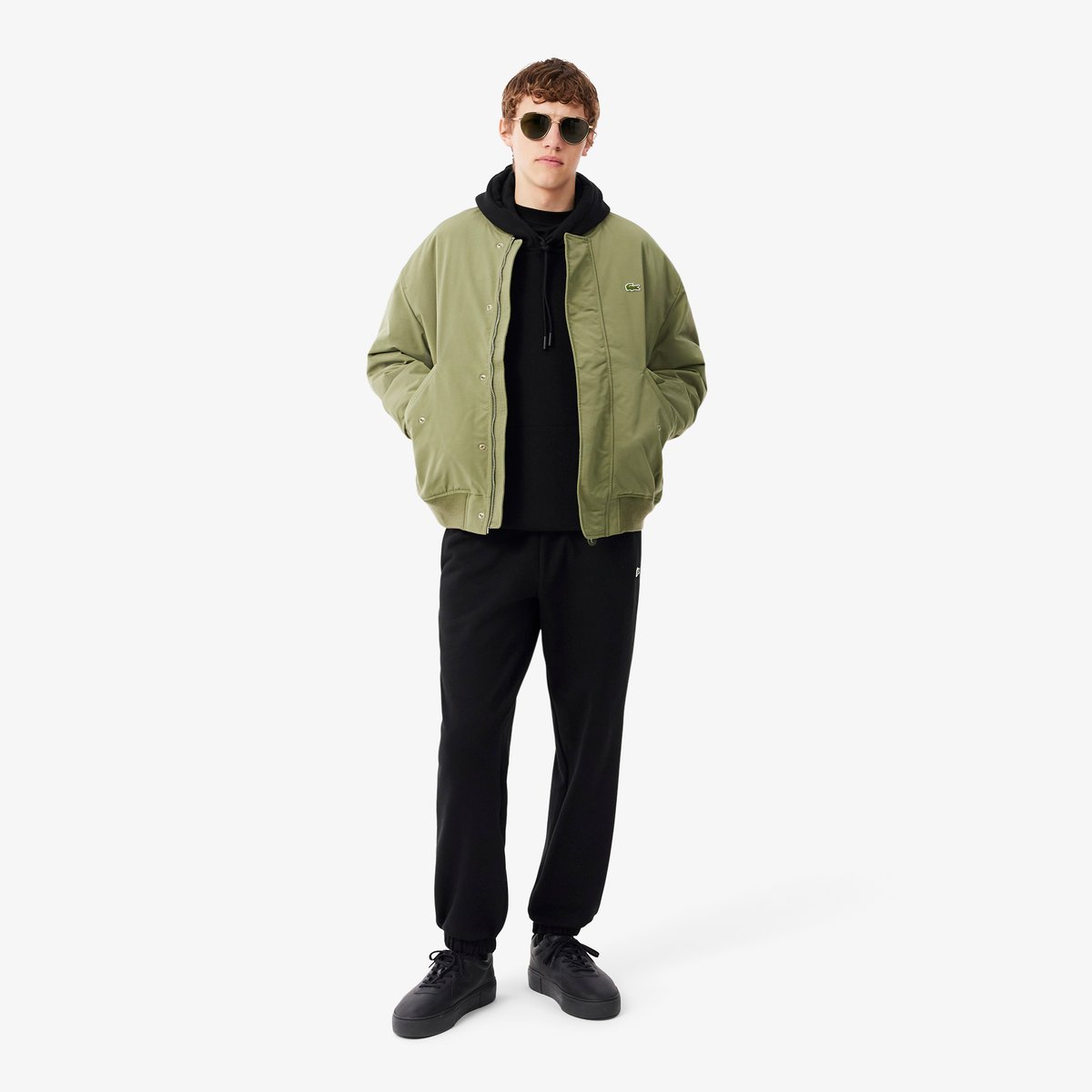 Sweatshirt à capuche molleton noir-031, LACOSTE