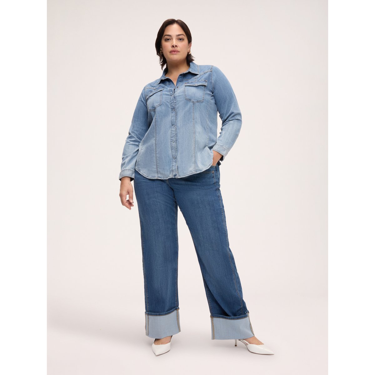 Chemise washed light - blue, FIORELLA RUBINO