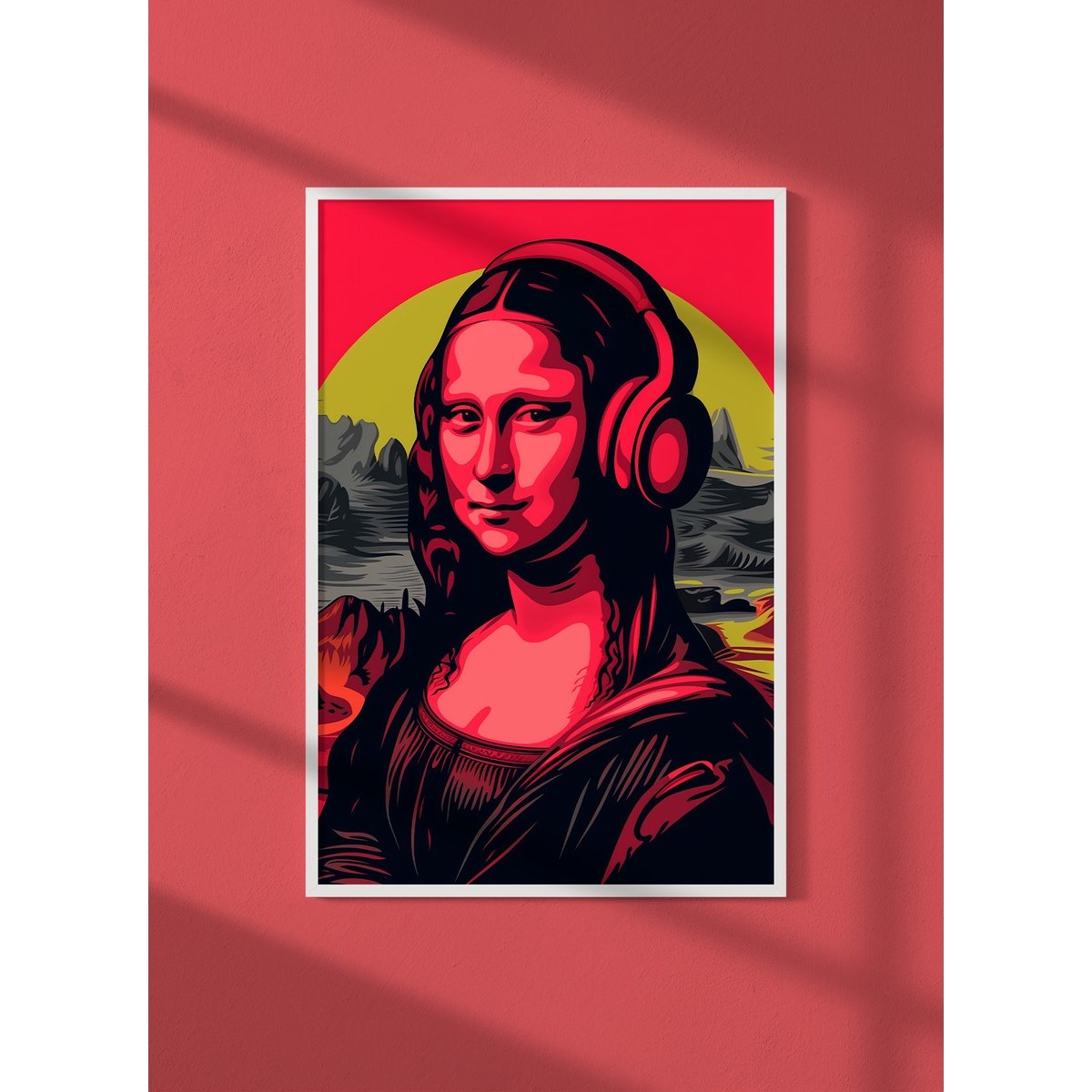 Affiche Mona Lisa casque audio blanc, L'AFFICHERIE