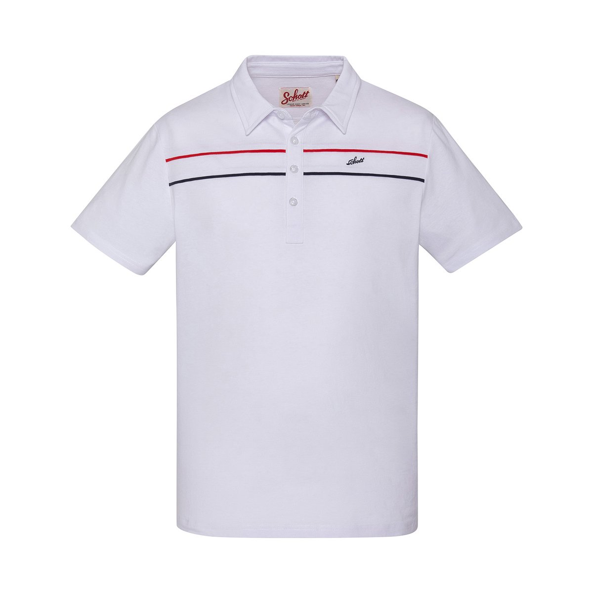 Jersey polo shirt with contrasting trim blanc, SCHOTT