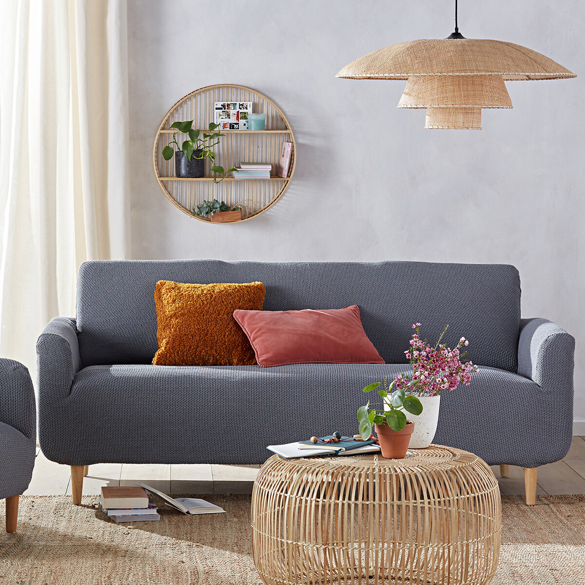 Lámpara de techo de ratán Ø80 cm, Lola natural, LA REDOUTE INTERIEURS