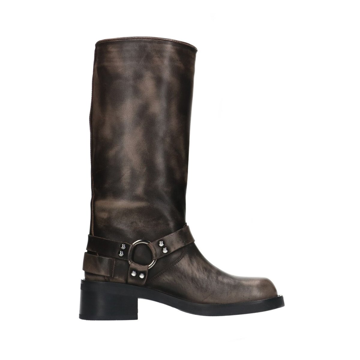 Bottines motardes avec boucles gris foncé, SACHA