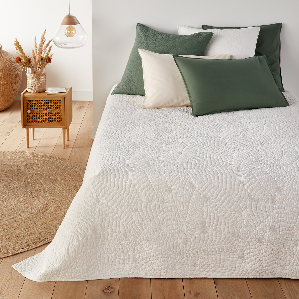 Housse de coussin percale coton, Tropical blanc, LA REDOUTE INTERIEURS