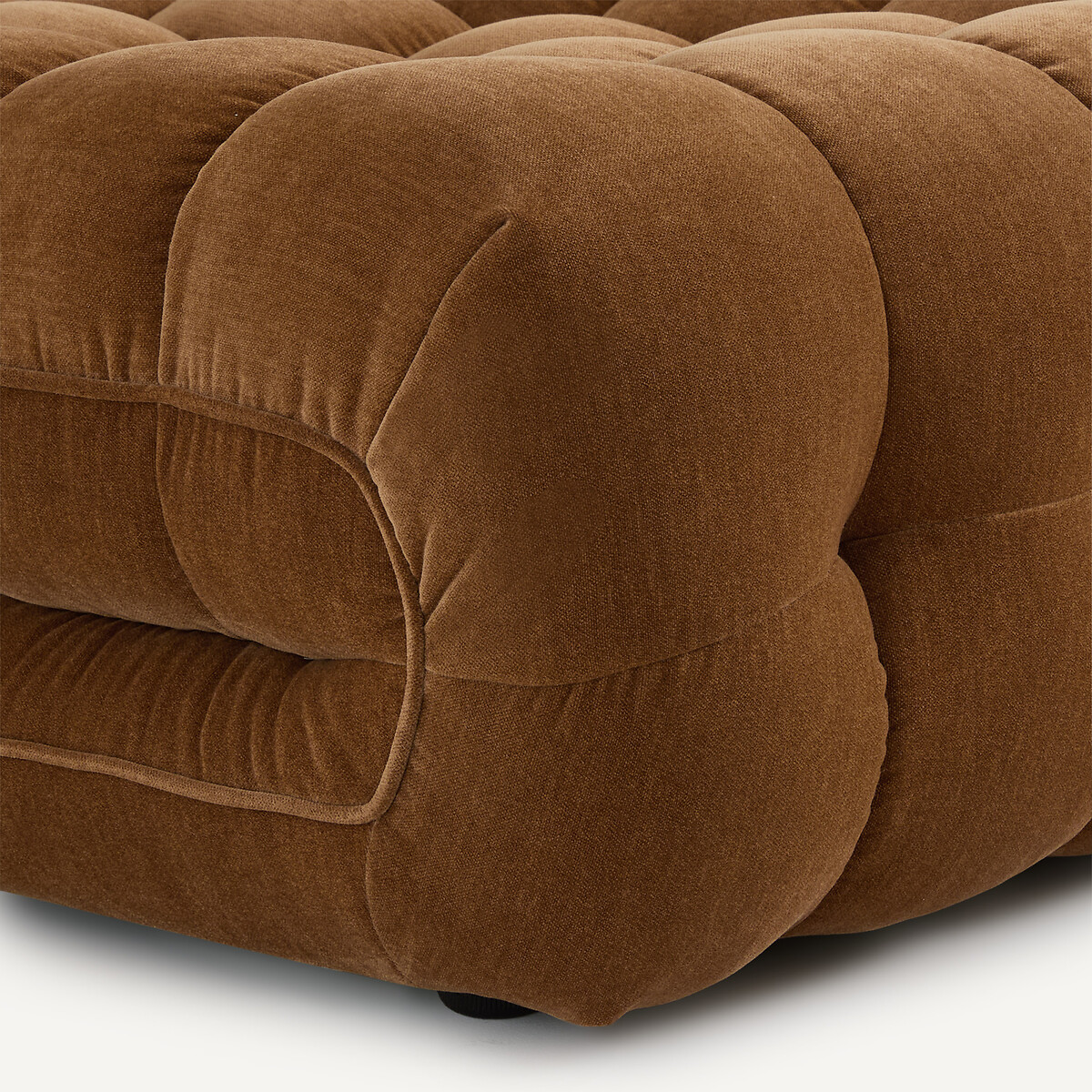 Repose-pieds modulable, capitonné, en velours, JUD caramel, AM.PM