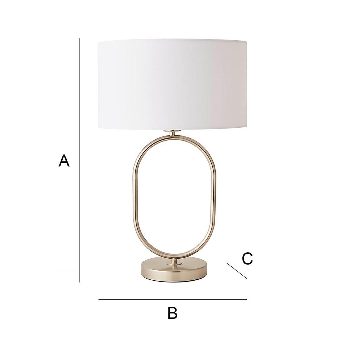 Aubrey Brushed Chrome Oval Table Lamp with Drum Shade white, SO'HOME