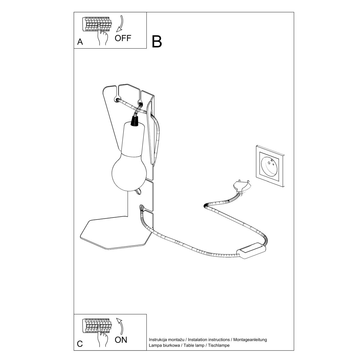 Lampe à poser Acier Noir E27 1 Arby noir, EDEN