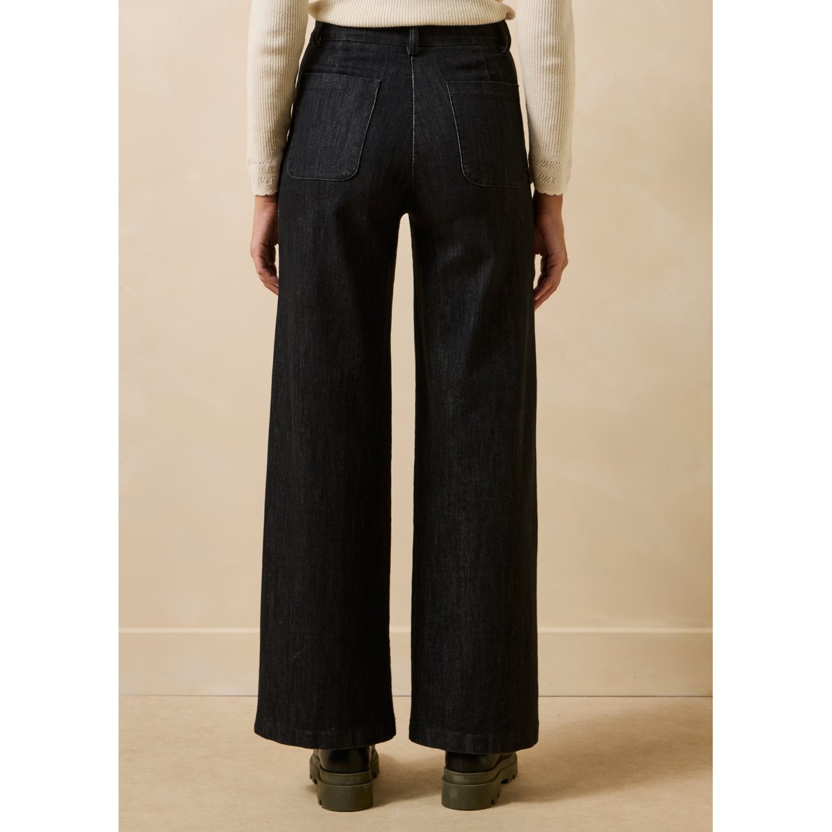 Jean large taille haute noir, LA FEE MARABOUTEE