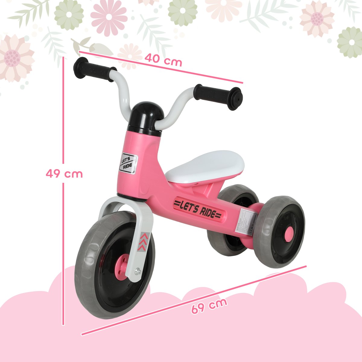 Vélo d'équilibre pour enfants Métal Rose rose, noir, blanc, AIYAPLAY