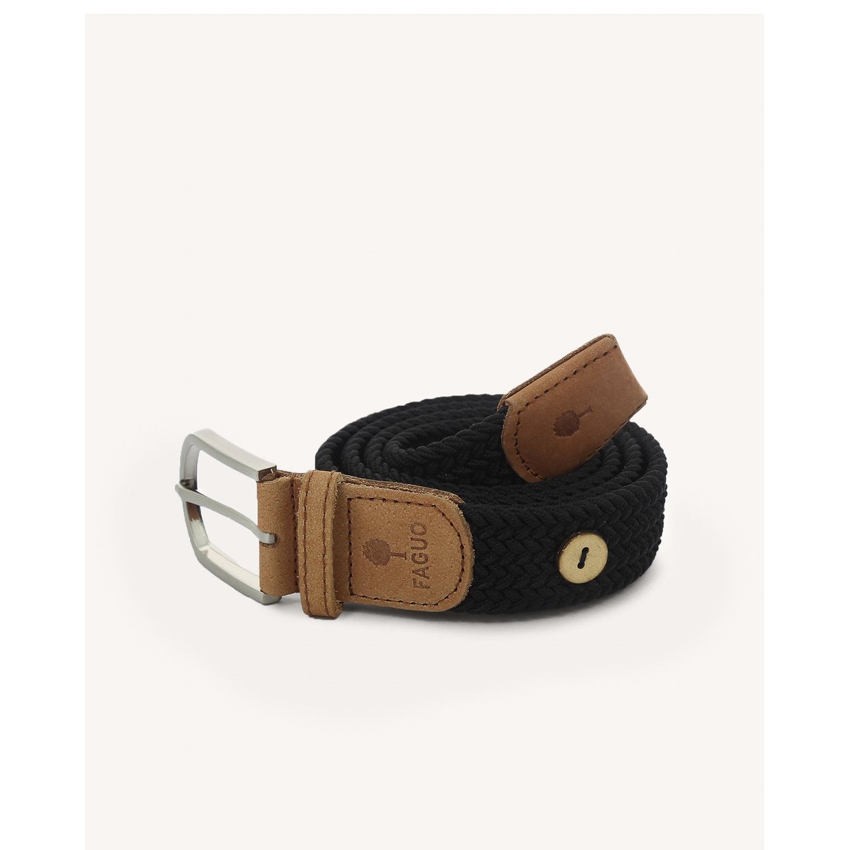 Ceinture polyester BELT noir, FAGUO