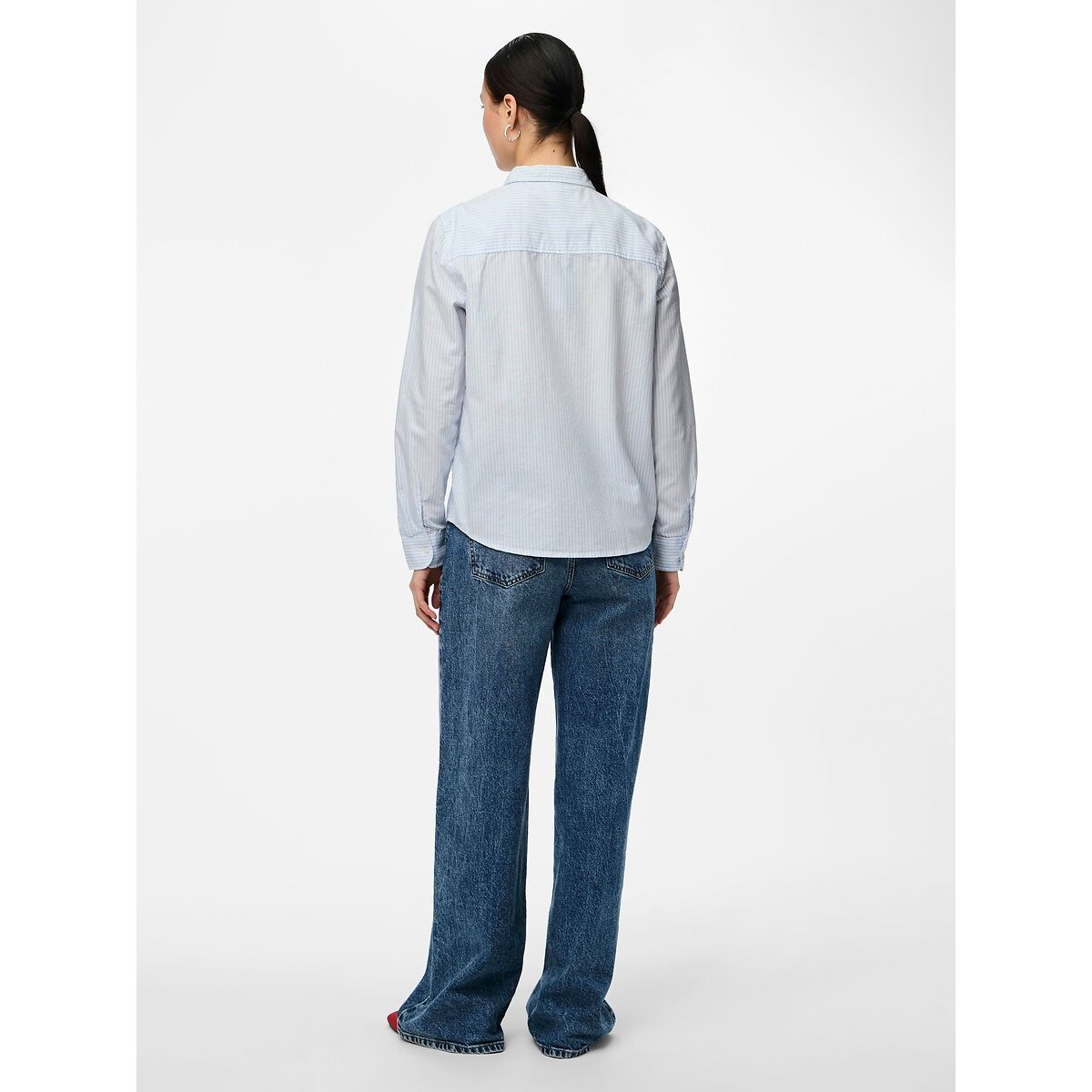 Blusa a righe sottili rigato blu/bianco, PIECES