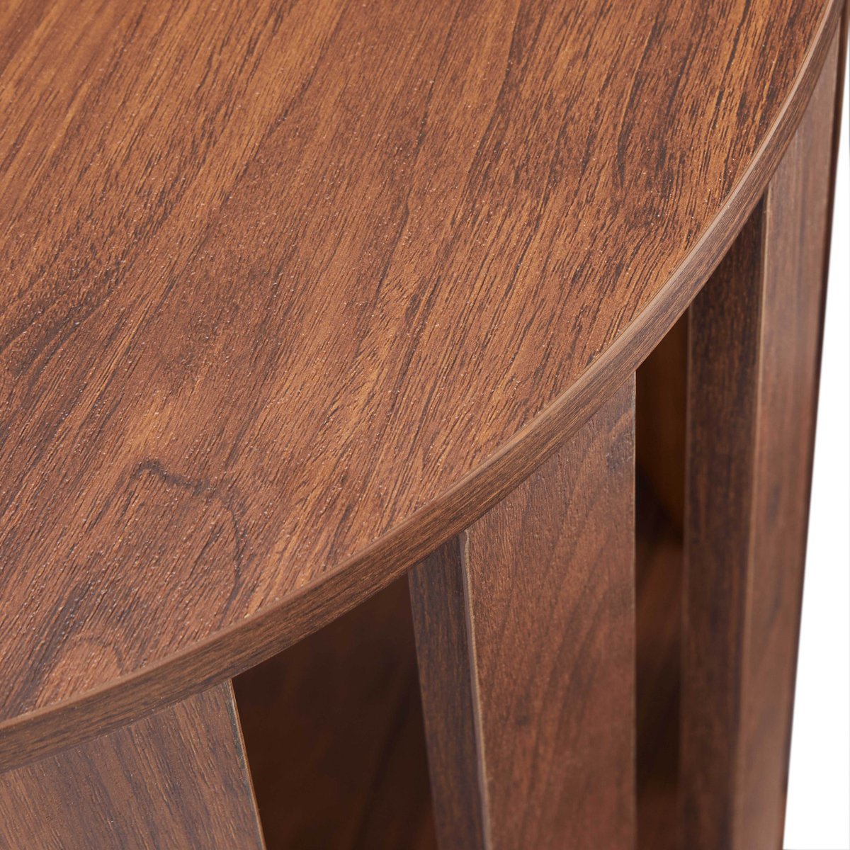 Lot de 2 tables basses gigognes effet bois rondes 50 et 75 cm, AMBROISE bois foncé, OVIALA