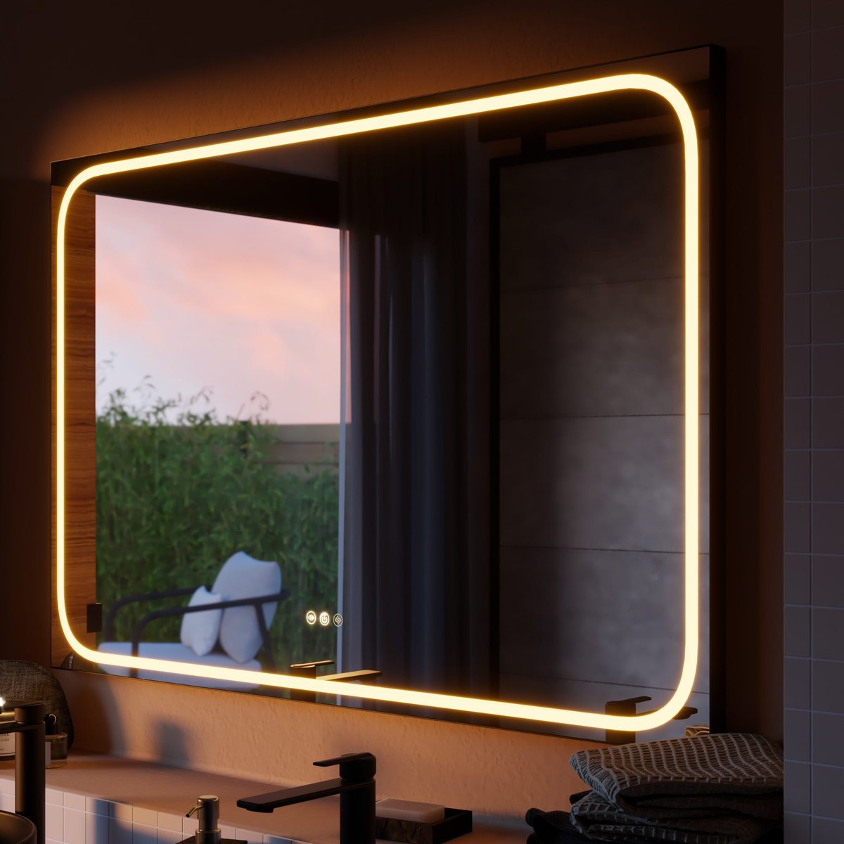 Miroir avec lumières intégrées, REMIX gris / argent, SENSEA