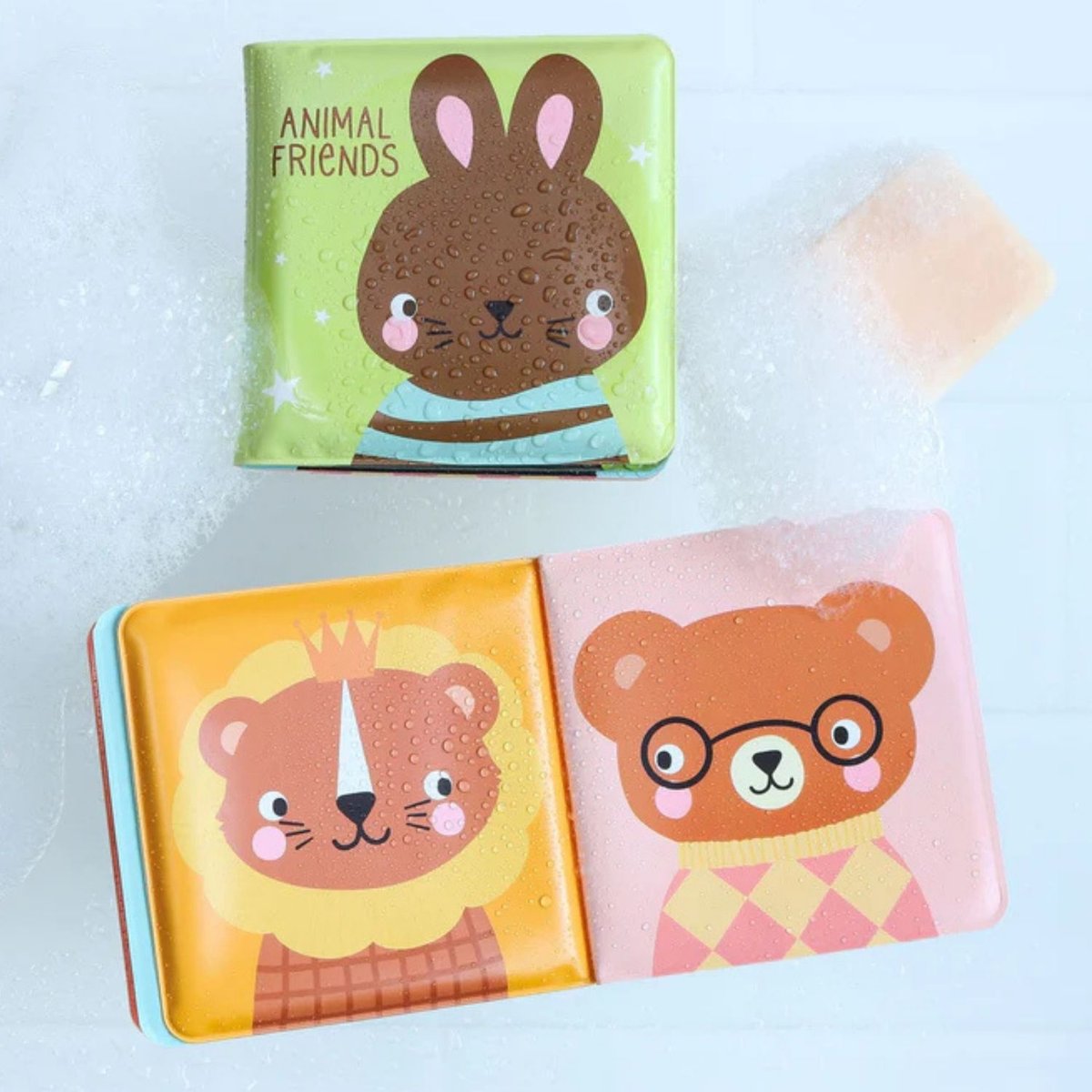 Livre de bain vert, marron, bleu, A LITTLE LOVELY COMPANY