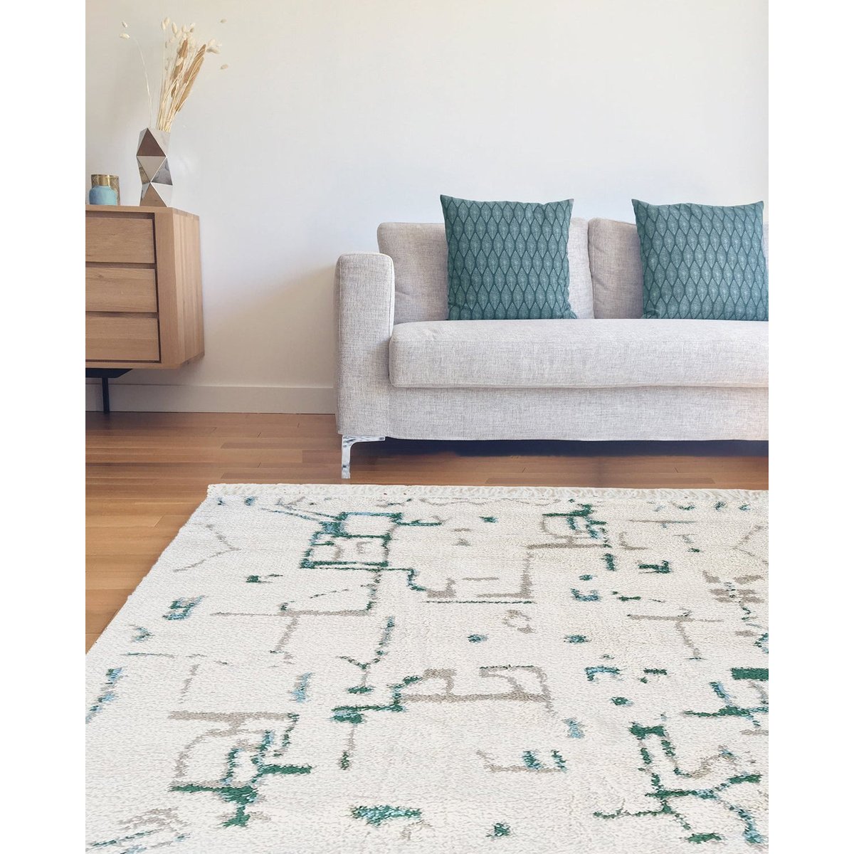 Tapis design avec franges VOLUBILIS bleu naturel, AFK LIVING