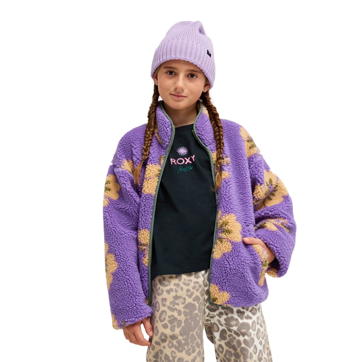 Polaire à zip LIKE ELECTRICITY. violet dahlia purple bold hibi, ROXY