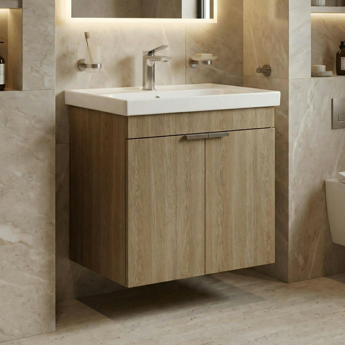 Meuble vasque suspendu 60 cm NEA chêne, PIER IMPORT