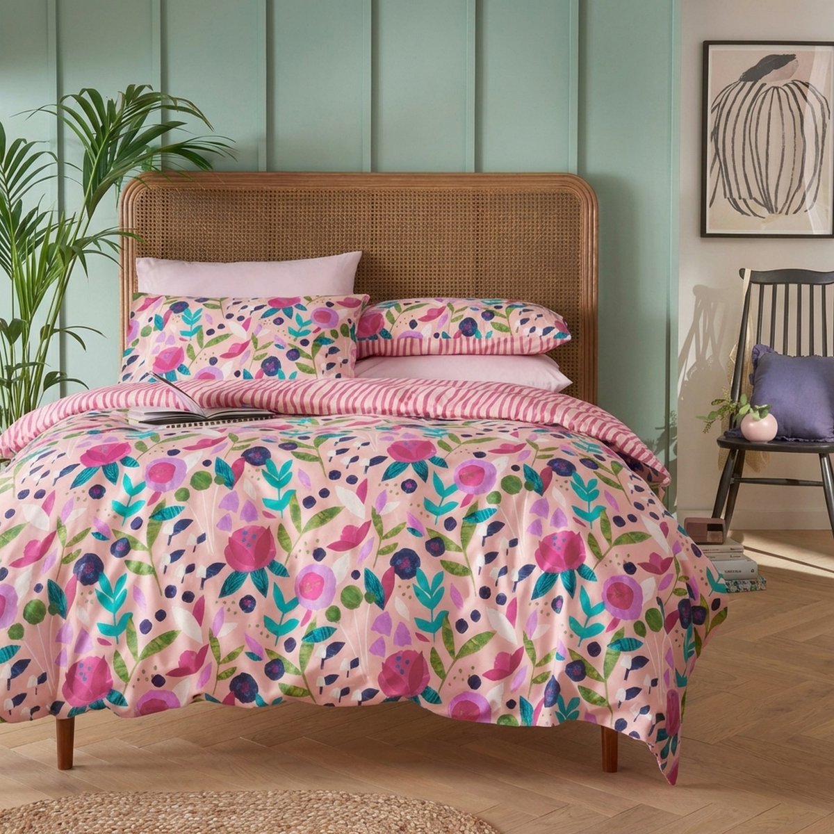 Parure de lit en Percale de Coton Floral Collage Rose - KATE MERRITT rose, EDEN