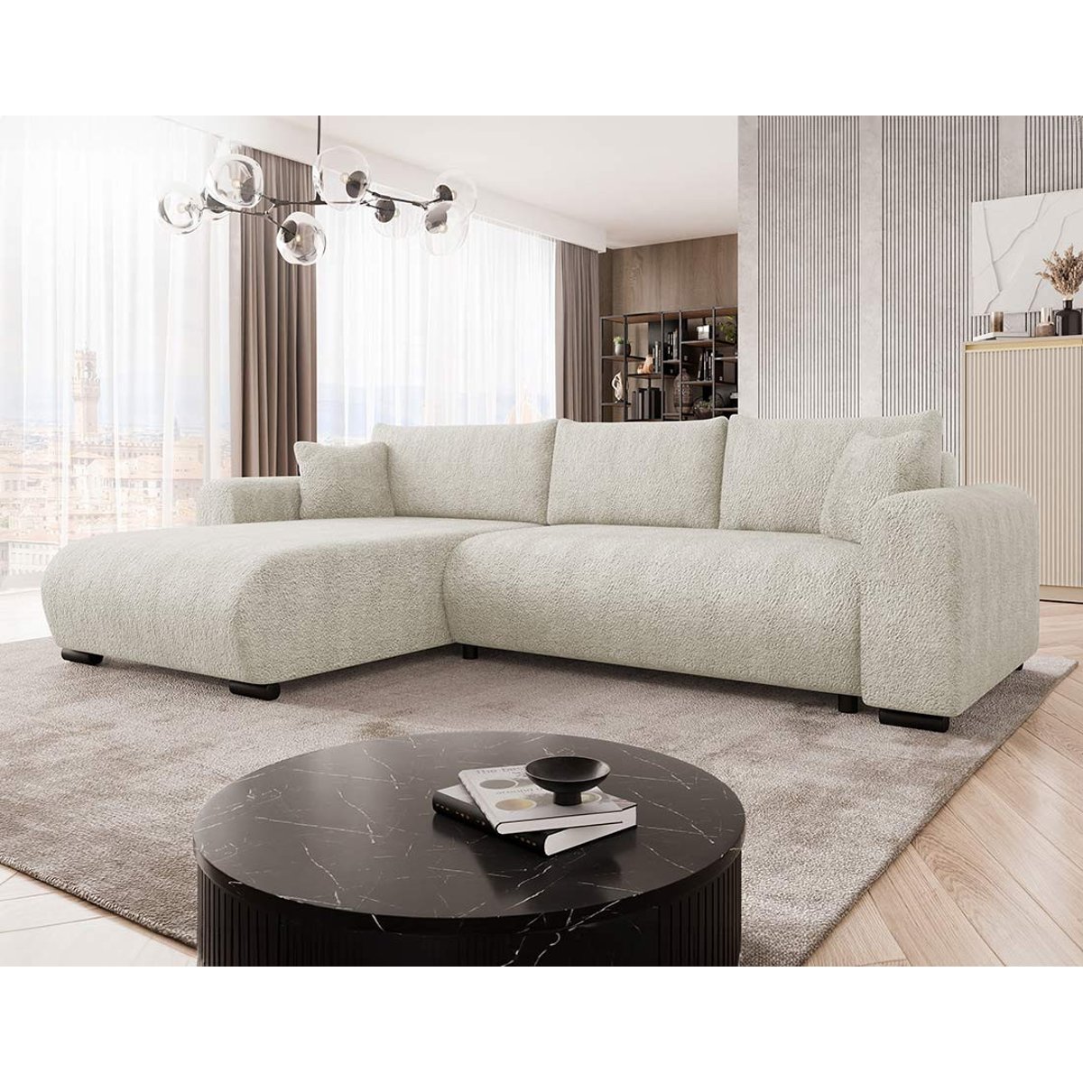 Canapé d'Angle Convertible 4 places - ROSALIE beige, BEST MOBILIER