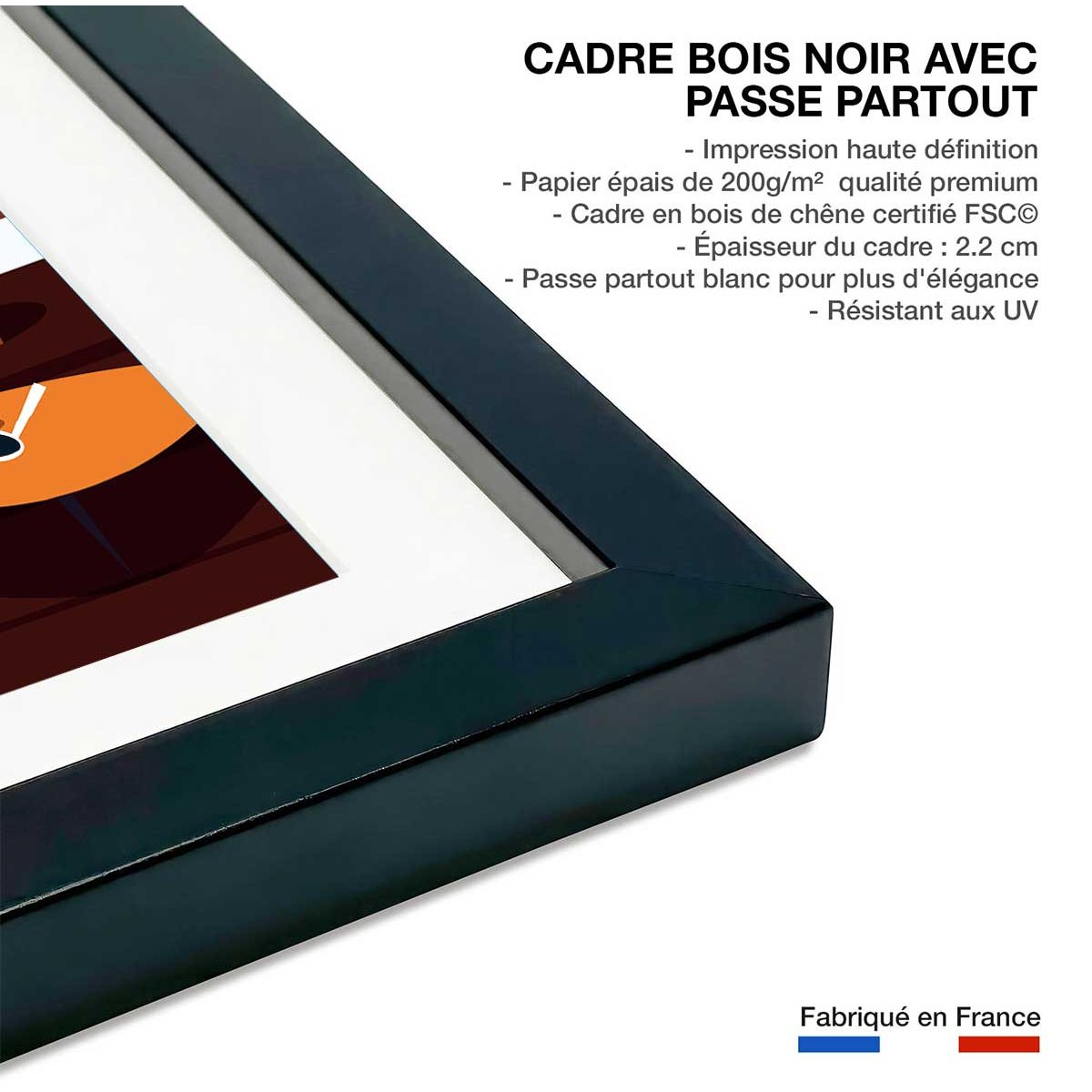 Poster de sierra nevada affiche + cadre en bois - noir, HEXOA