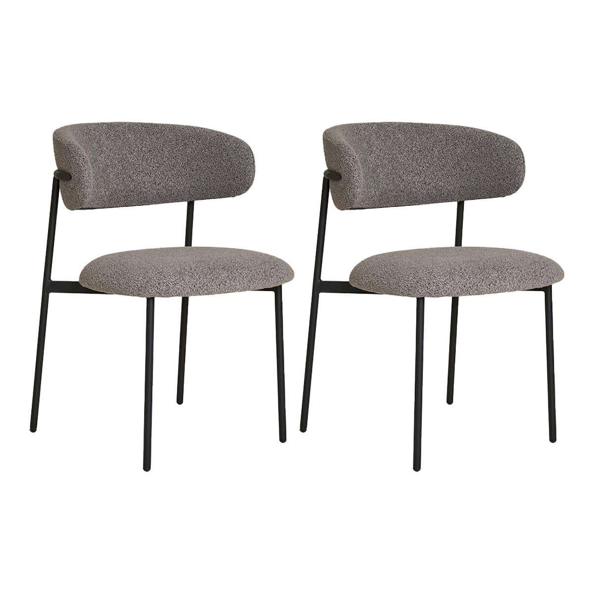 Lot de 2 chaises en tissu bouclette, ERICA gris, BEST MOBILIER