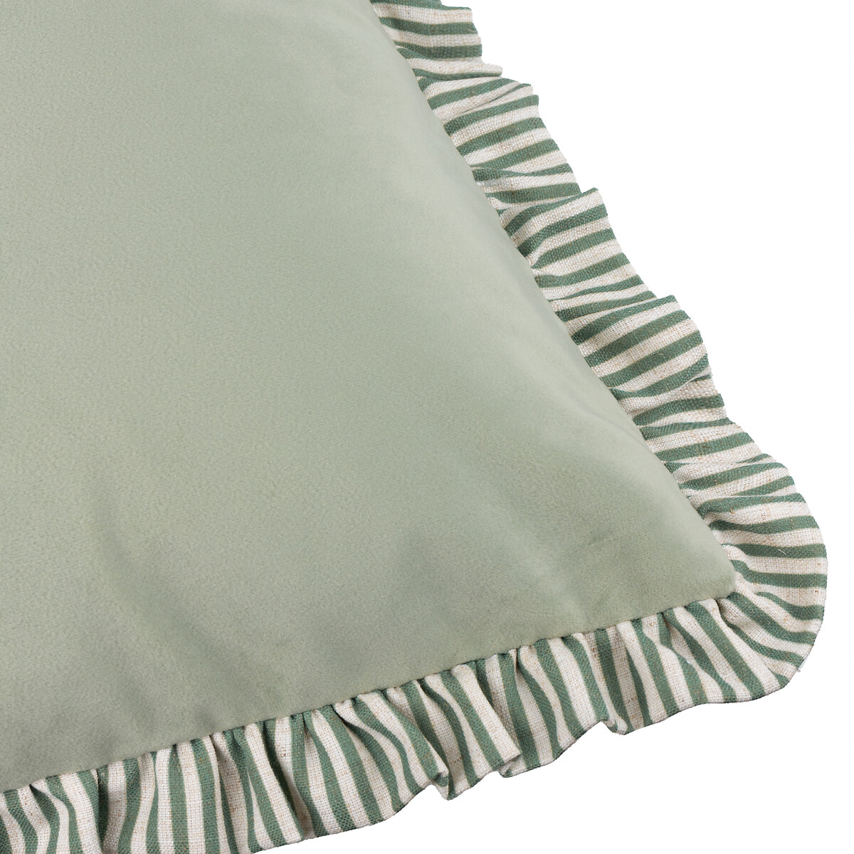 Solene Ruffle Matte Velvet Filled Cushion sage, WYLDER