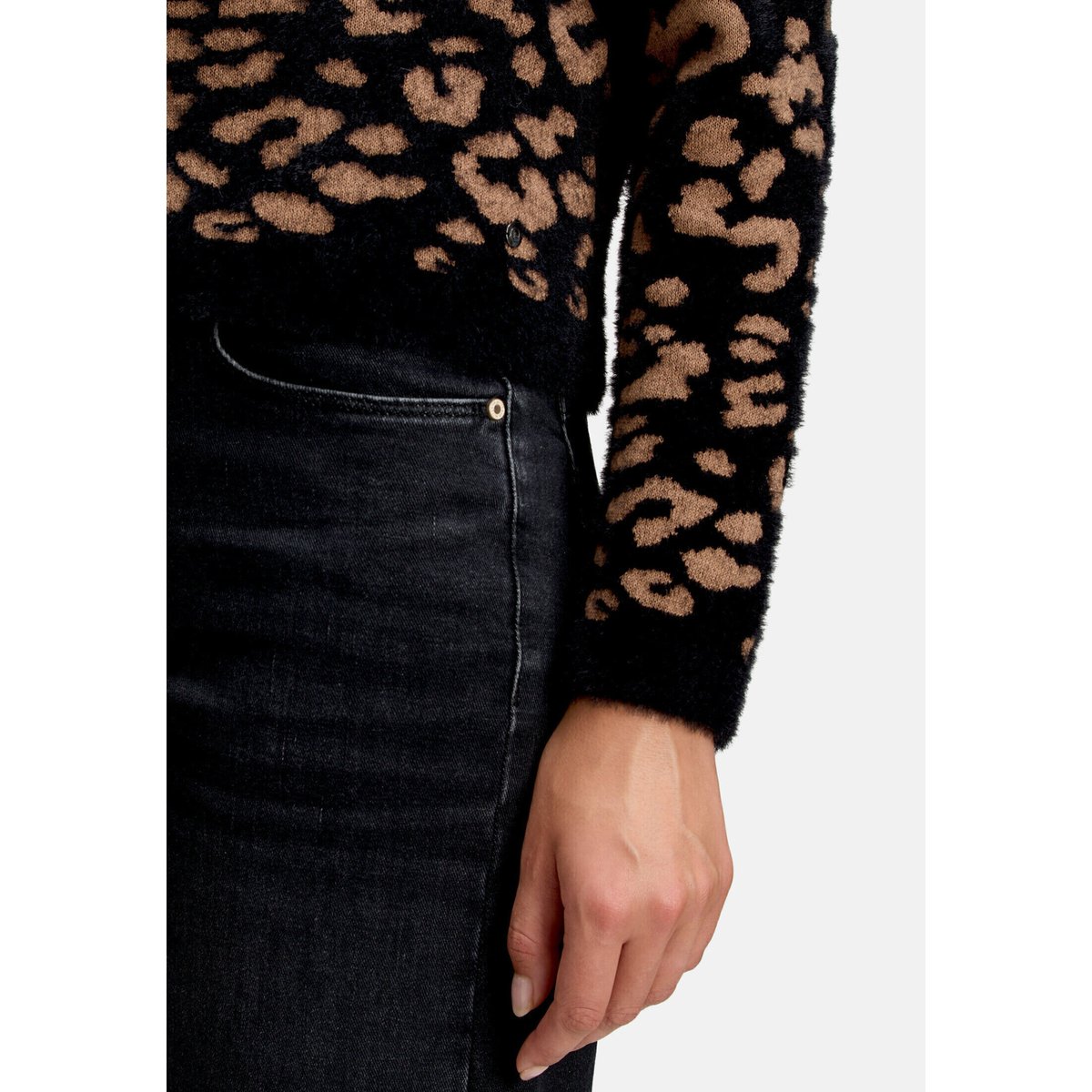 Cardigan en maille à motif jacquard black/camel, BETTY & CO