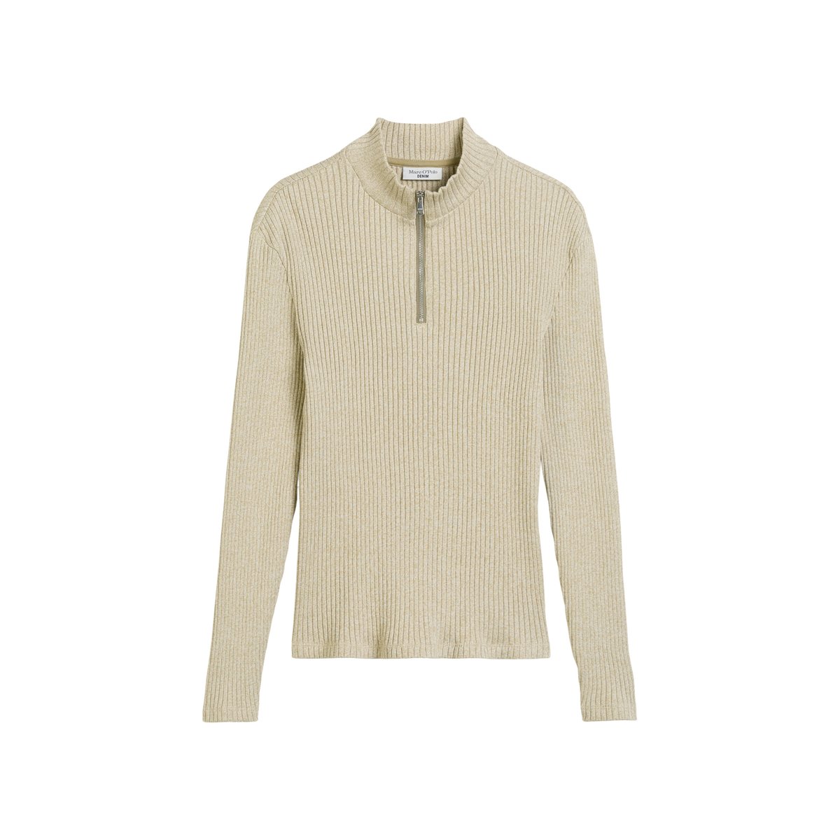 Demi-manches longues zippées slim en jersey côtelé vert, MARC O’POLO DENIM