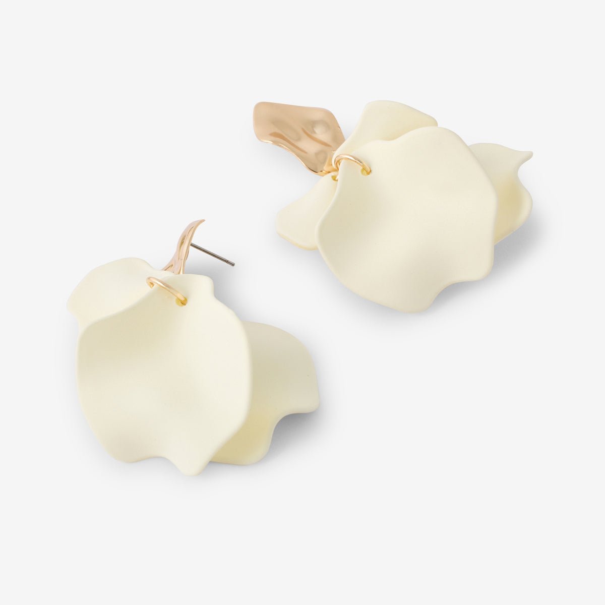 Boucles d'oreilles pendantes pétales ivoires blanc, BALABOOSTE