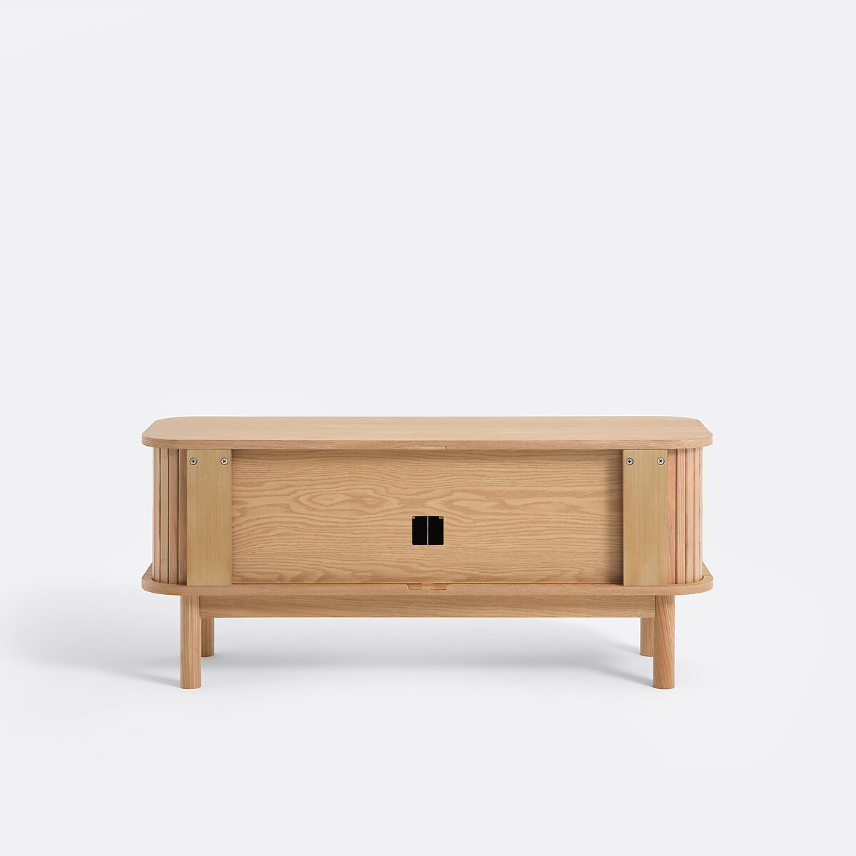 Mueble de TV de fresno y chapado, 2 puertas correderas, anchura de 120 cm, WAPONG roble teñido, LA REDOUTE INTERIEURS