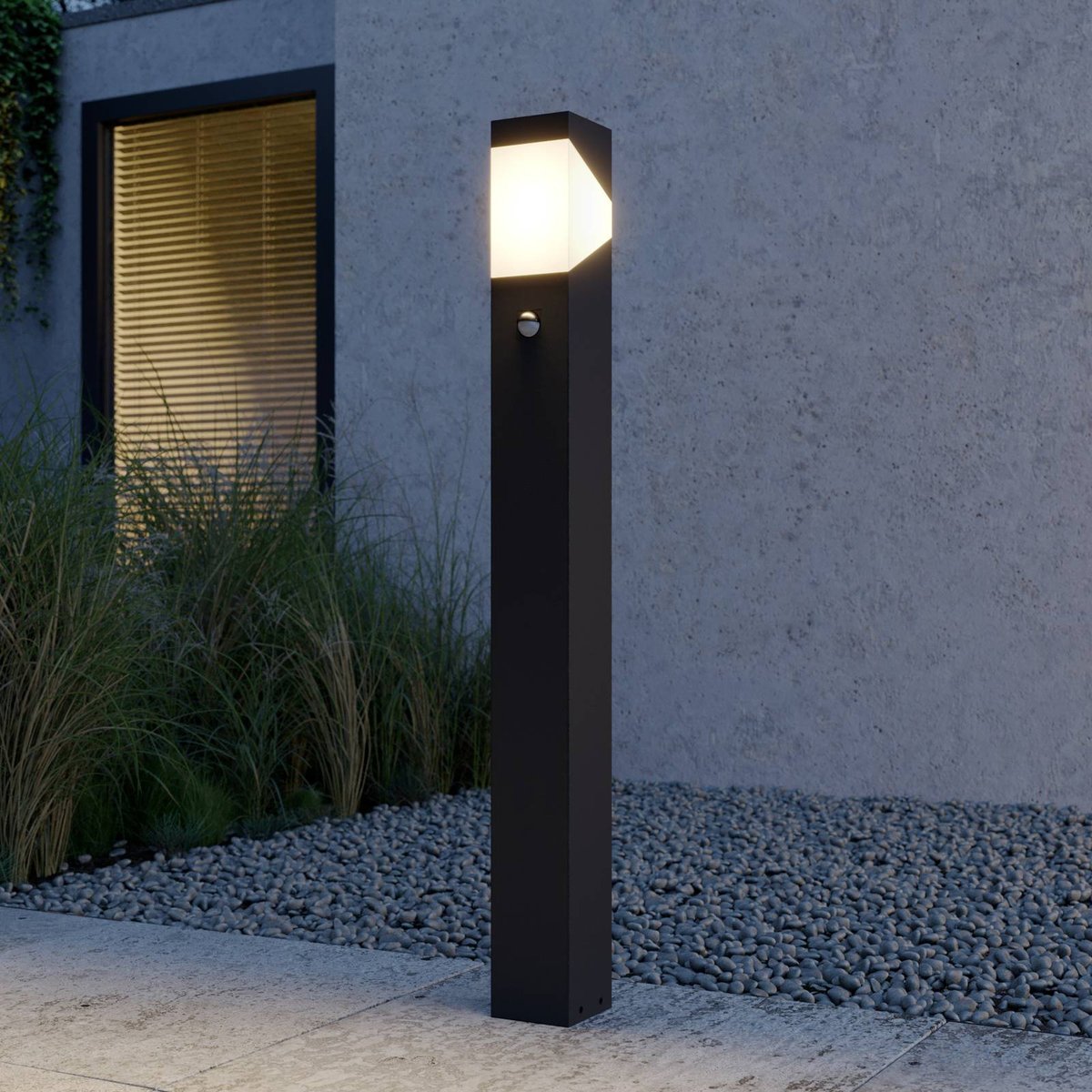Luminaire extérieur en aluminium moderne gris graphite, blanc opale, LUCANDE