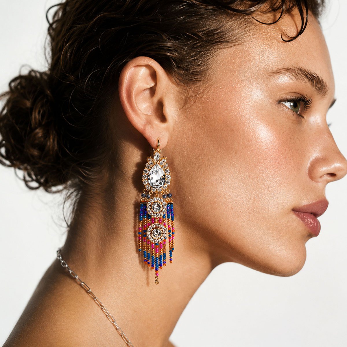 Boucles d'oreilles pendantes avec perles LUANDA indigo, HIPANEMA