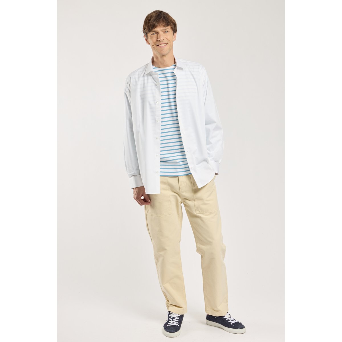 Chemise coupe confort - coton twill blanc, ARMOR-LUX