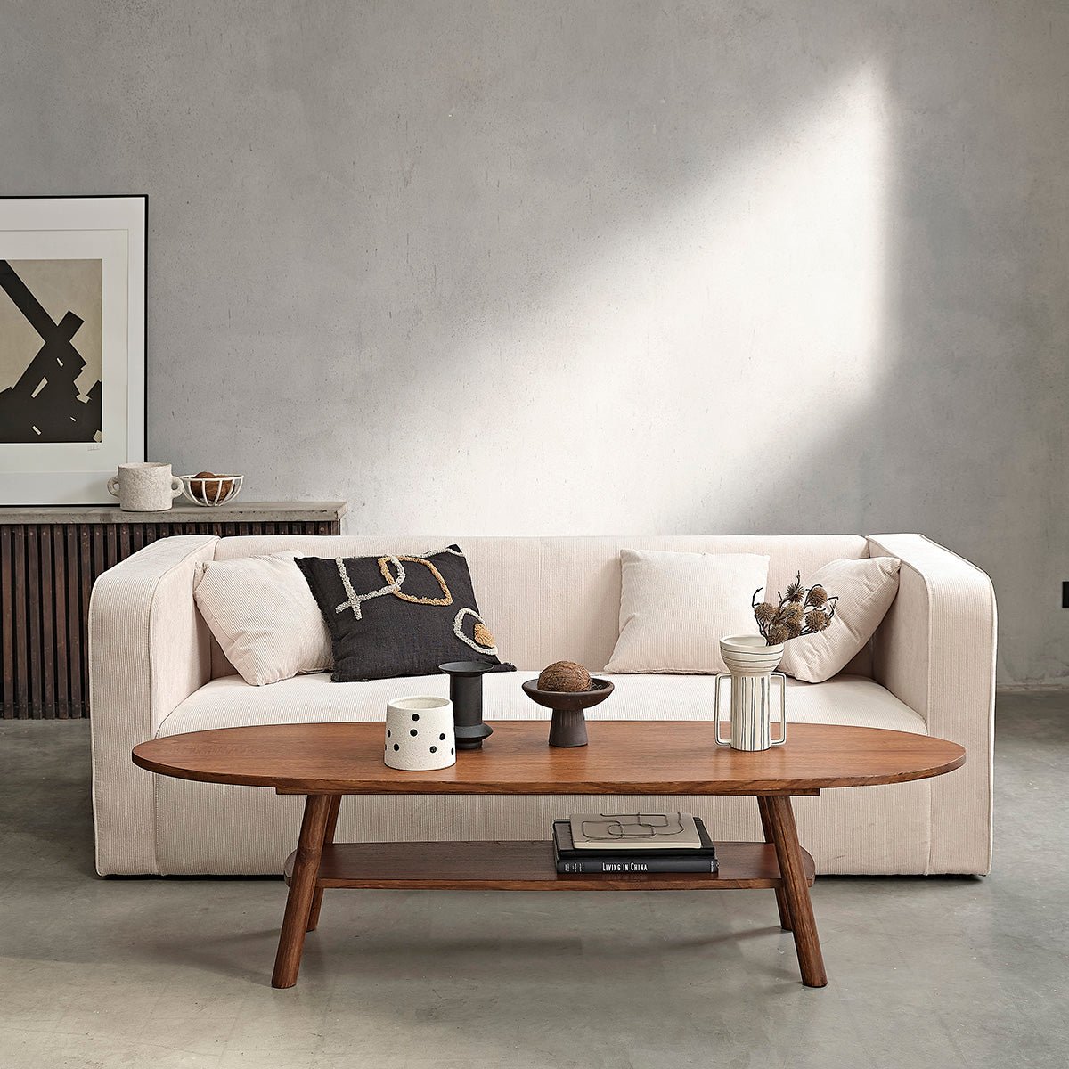Table basse en bois massif 160 cm double plateau  MILO marron, BERAH GETAH