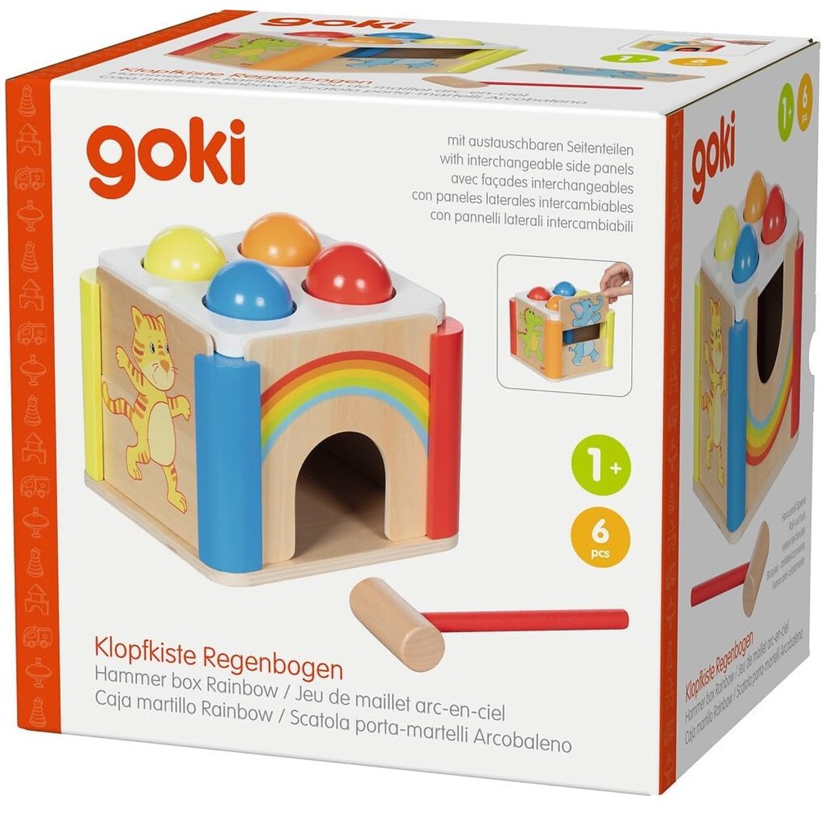 Jeu de maillet arc en ciel beige, GOKI