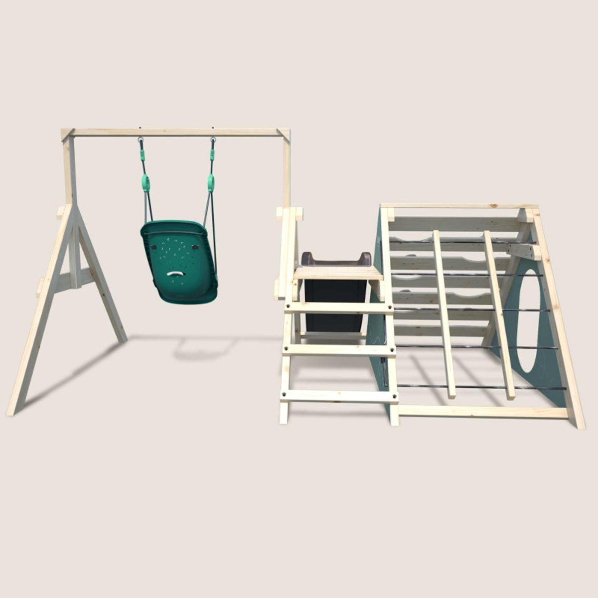 Aire de jeux en bois premier âge et balançoire bébé OLYMPE beige, SOULET