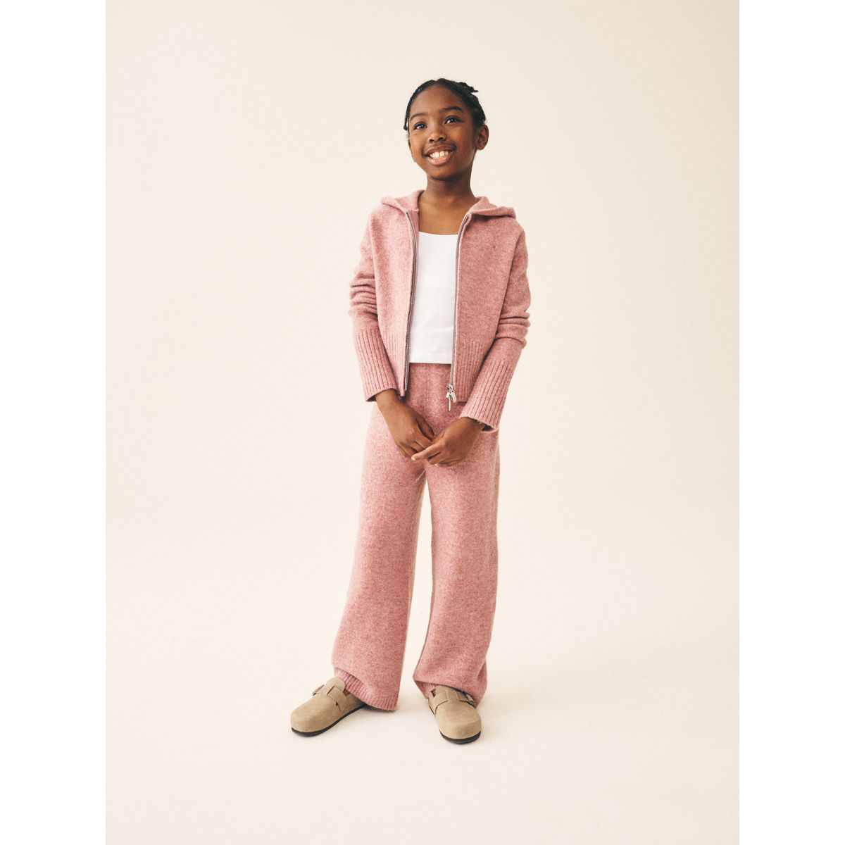 Ensemble sweat capuche maille et pantalon rose, NEXT