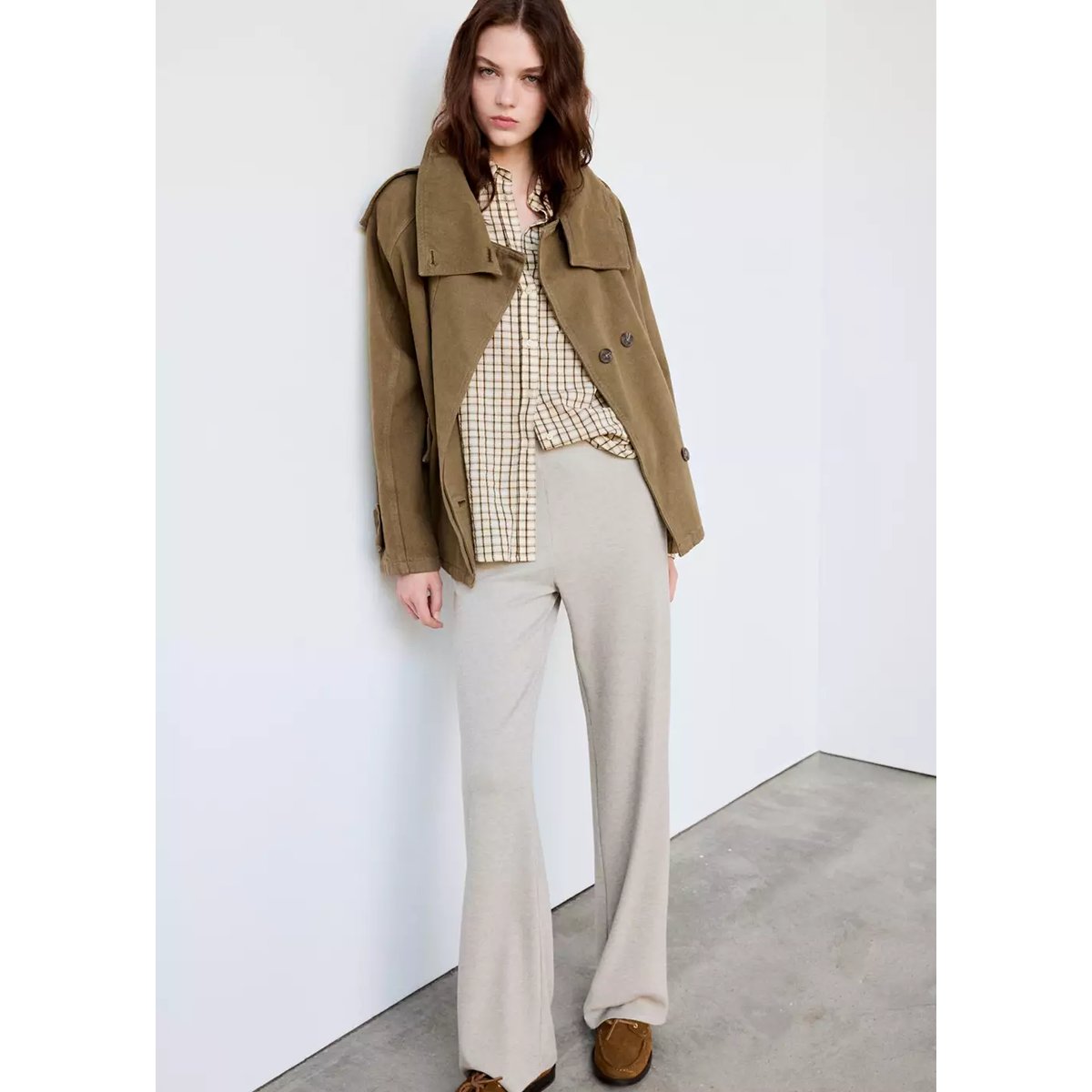 Pantalon droit côtelé sable, MANGO