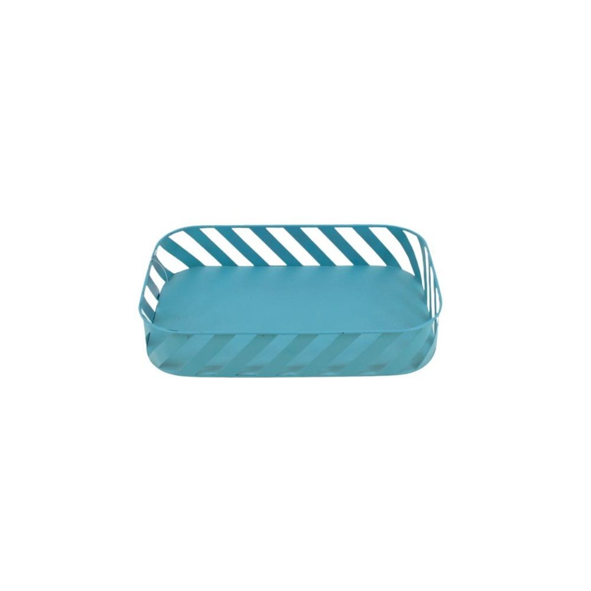 Plateau en métal bleu ajouré 20x30cm bleu, ORNAMI