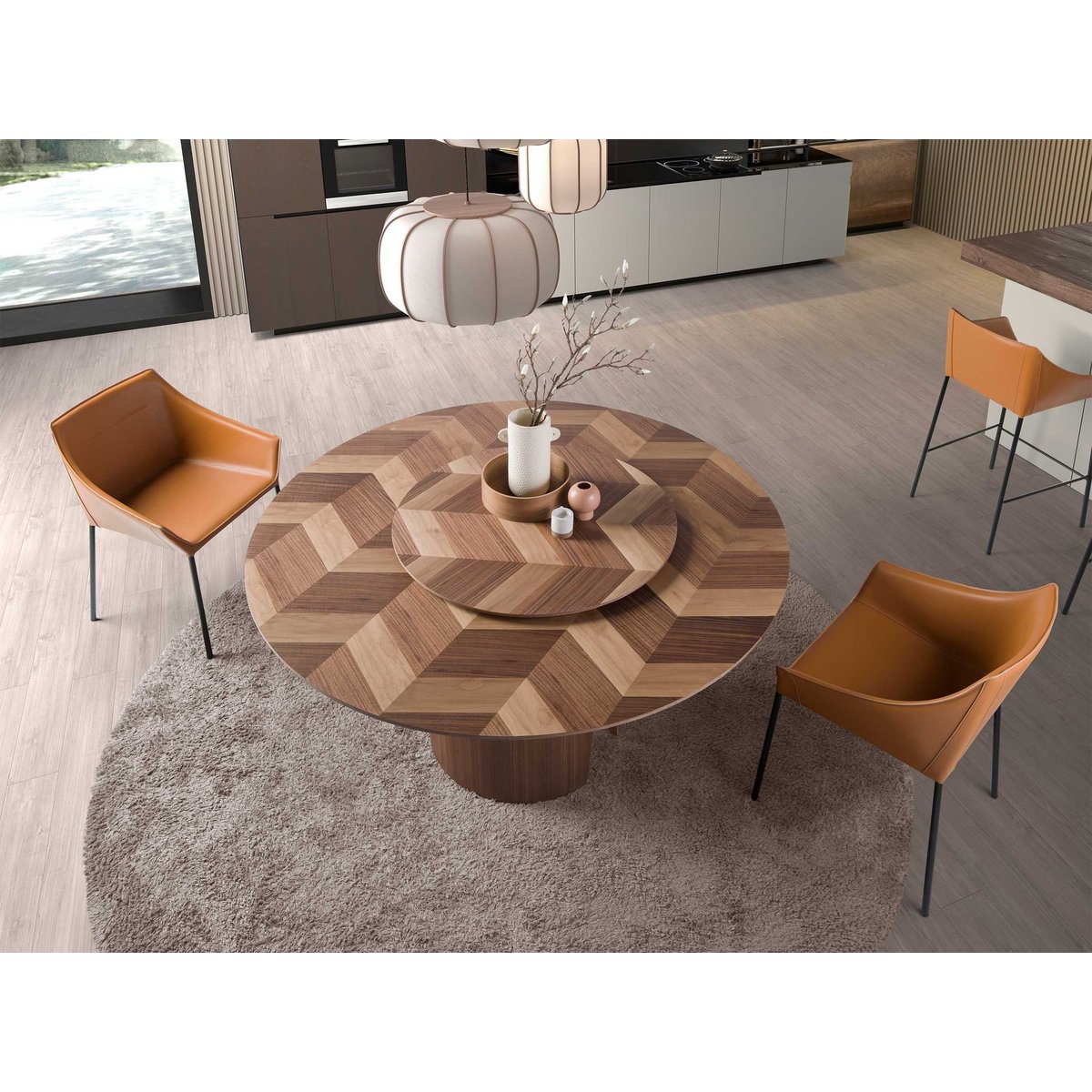 Table à manger ronde noyer noyer, ANGEL CERDA