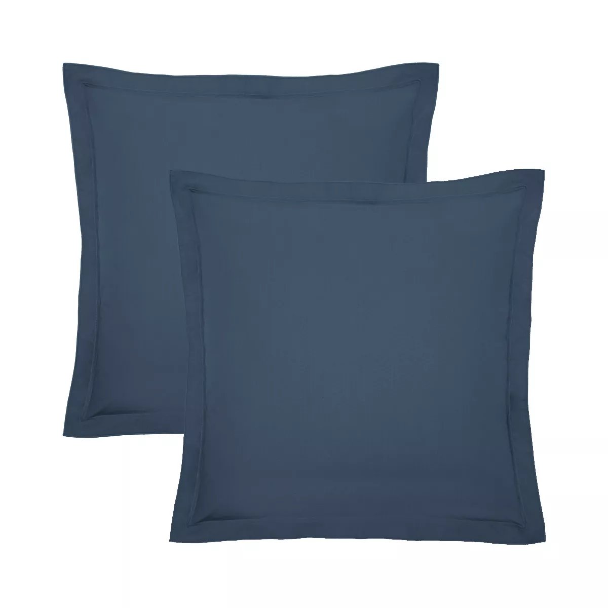 Lot de 2 taies percale de coton GIULIA denim, GARNIER THIEBAUT