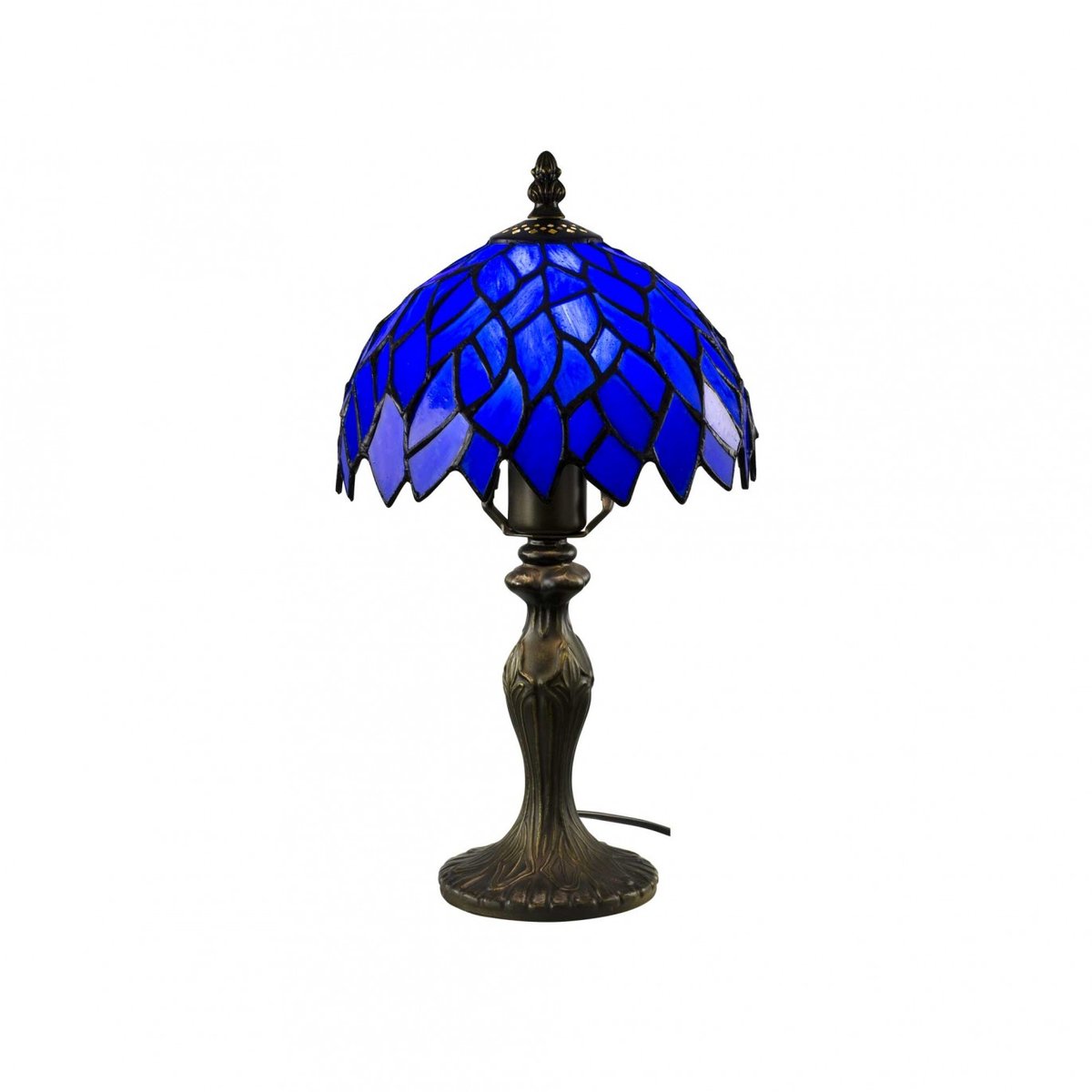 Lampe à poser petit modèle en verre mosaïque, TIFFANY CAMILLE bleu roi, C-CREATION