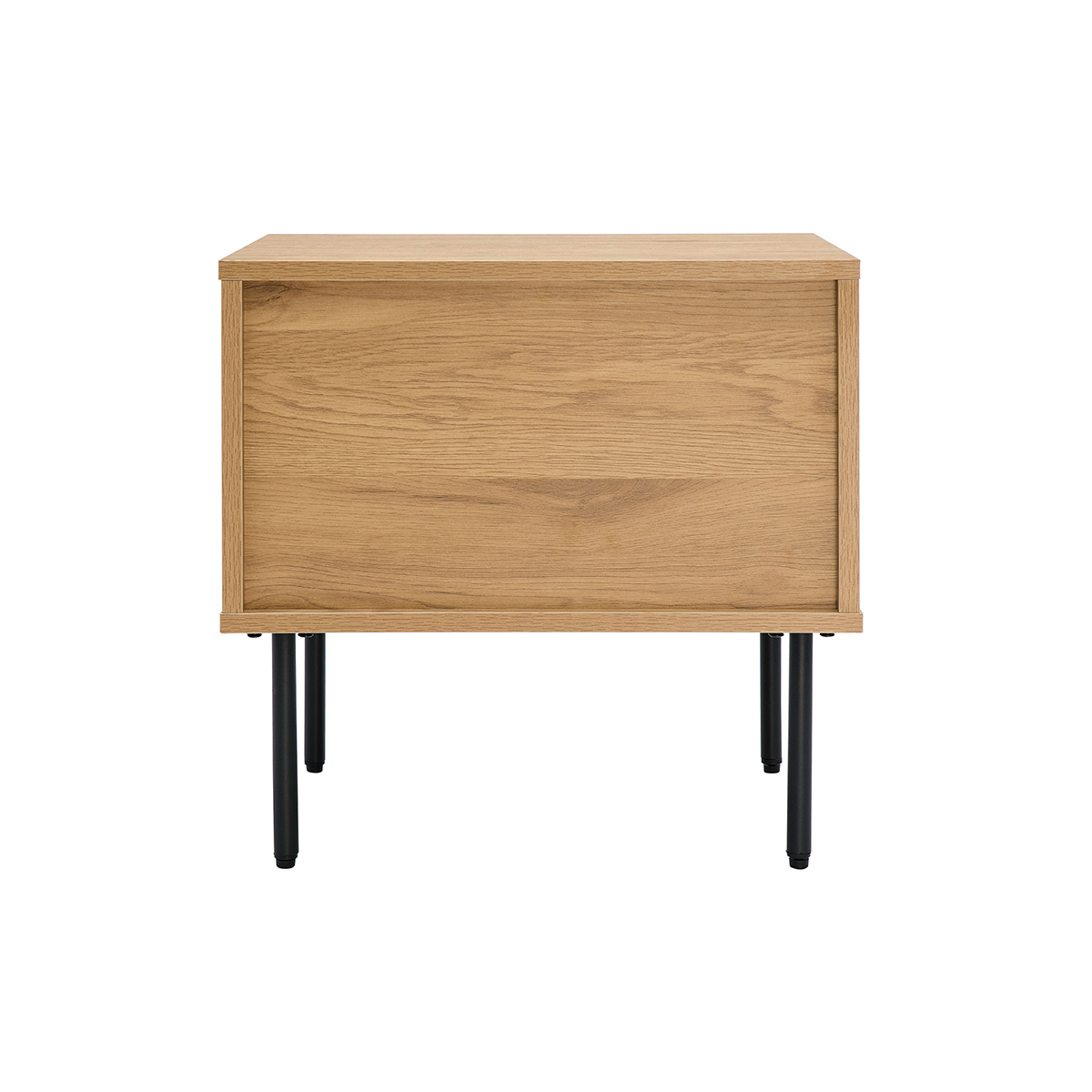 Table de chevet avec rangements finition bois clair chêne et métal noir PERNELLE chêne clair, MILIBOO