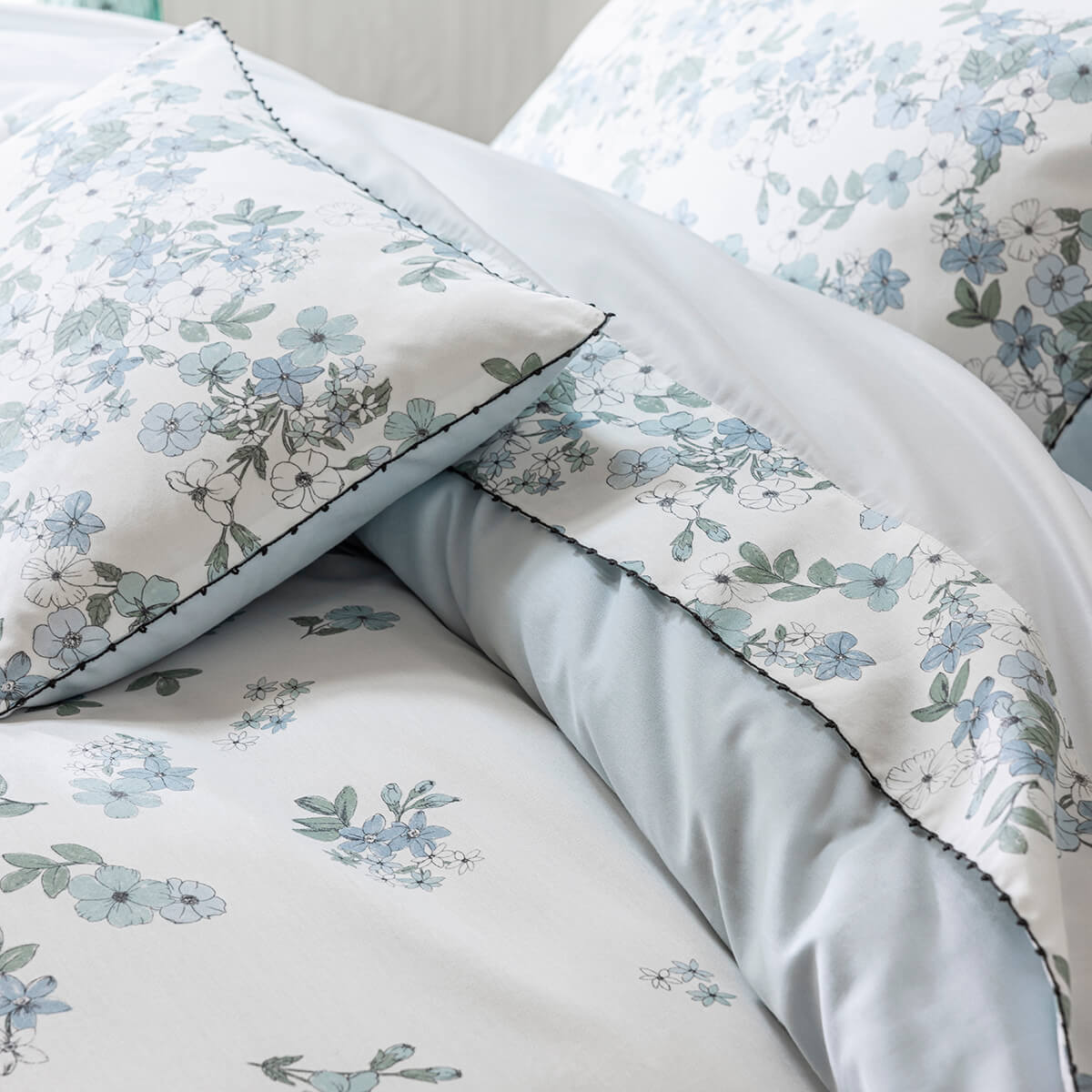 Taie décorative en Coton, MANUKA ciel, LE JACQUARD FRANCAIS
