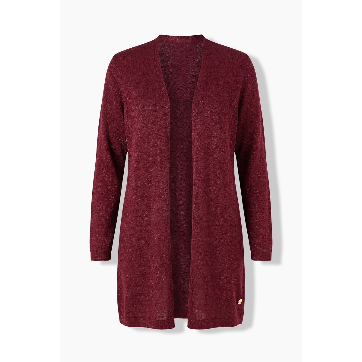 Cardigan long avec effet scintillant rouge vin, ULLA POPKEN