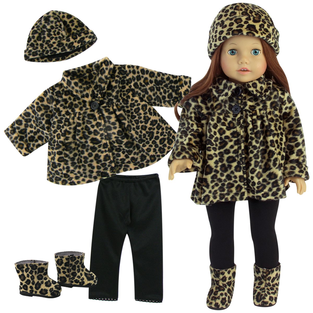 4 Pcs Vêtements Poupée noir, TEAMSON KIDS
