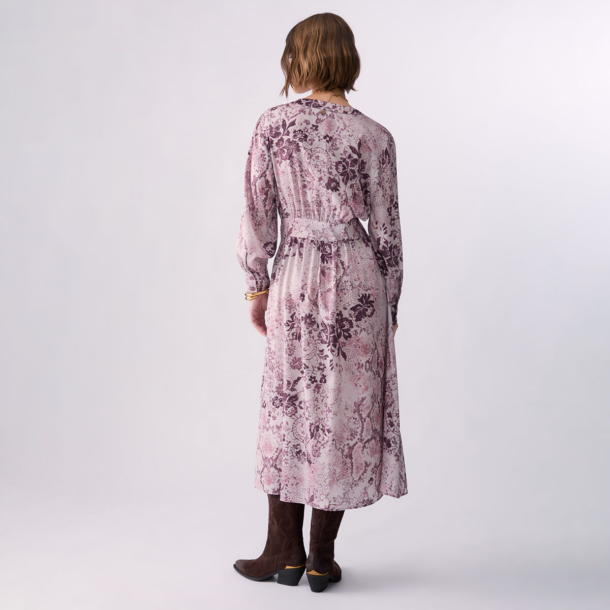 Robe midi en twill imprimé rose, LIU JO