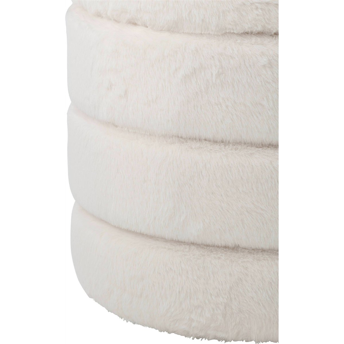 Pouf rond coffre de rangement tout doux blanc, RECOLLECTION