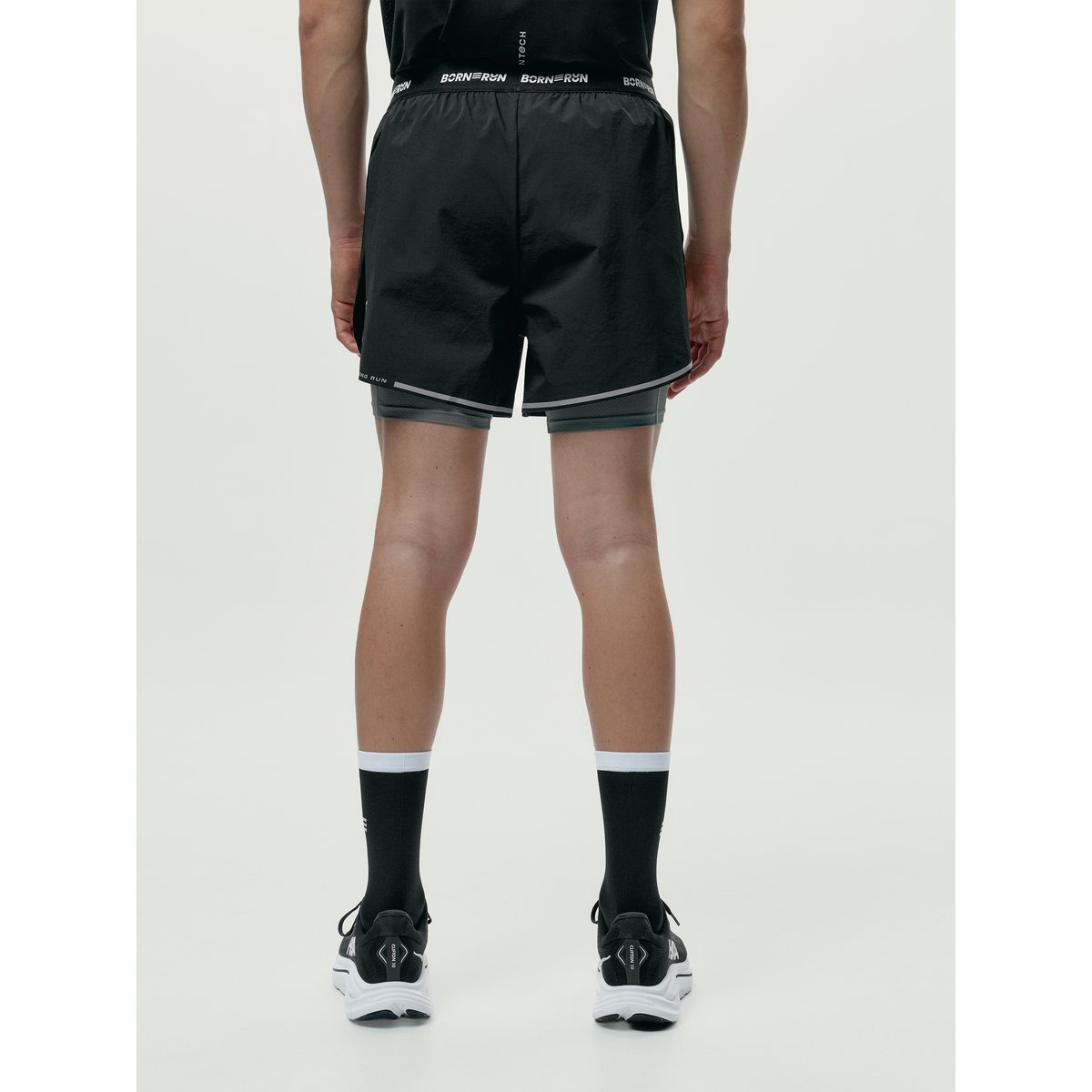 Short de sport homme Kinetic Avec poches détails réfléchissants noir/sauge, BORN