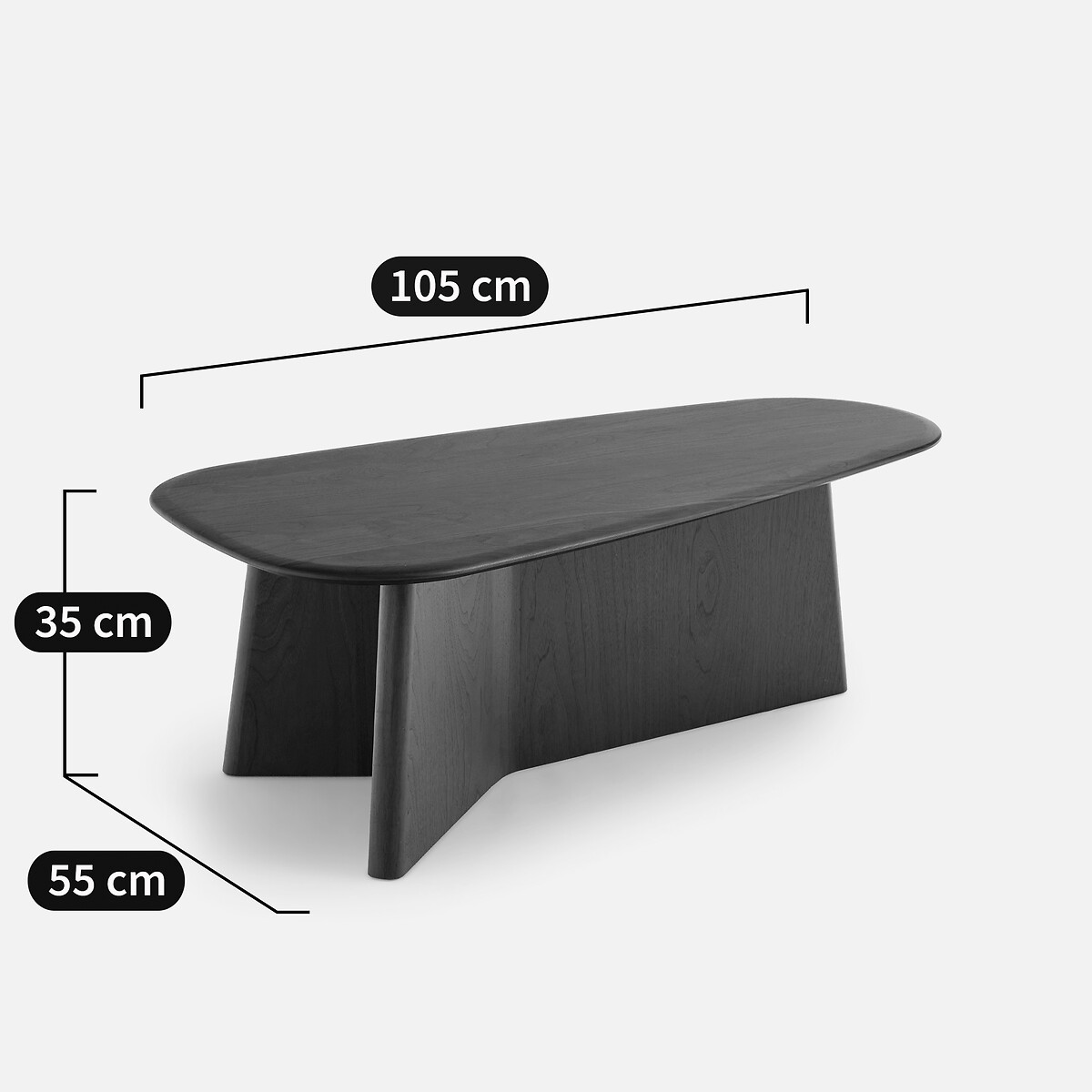Table basse en noyer, hauteur 30 cm, TRIANGOLO noyer, AM.PM X EMMANUEL GALLINA