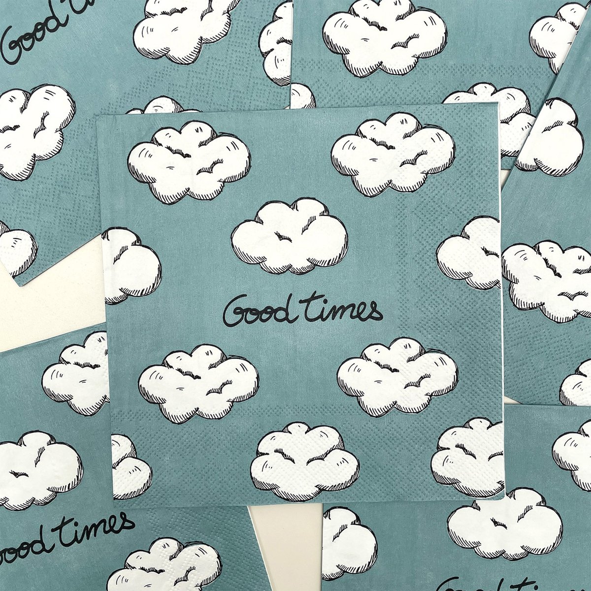 Lot de 20 serviettes en papier motif nuages bleu, OPJET